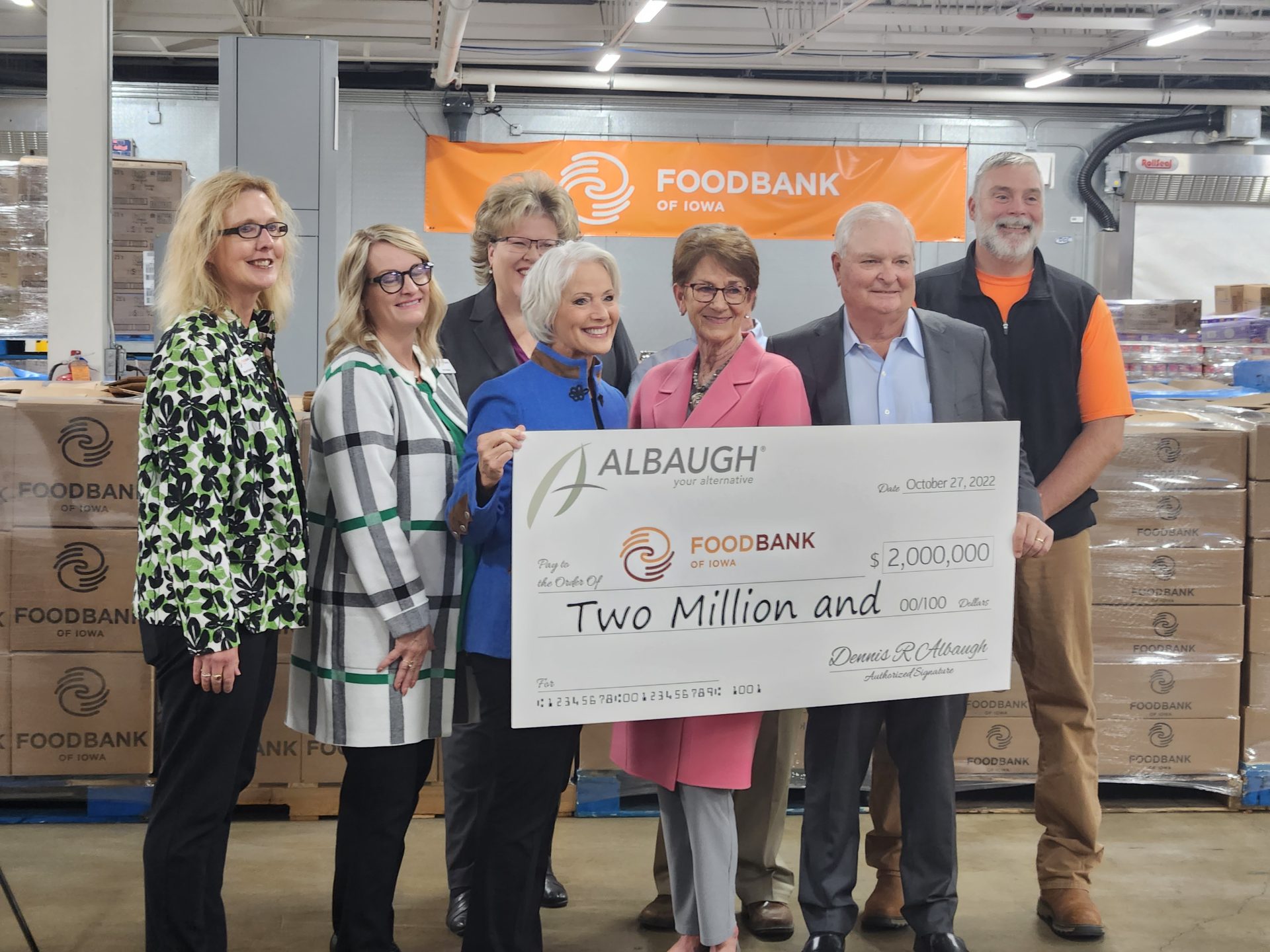Food Bank of Iowa receives transformative gift from Albaugh LLC