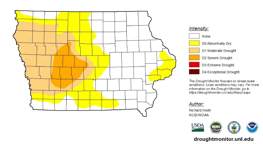 Drought Monitor shows southern Iowa improvement