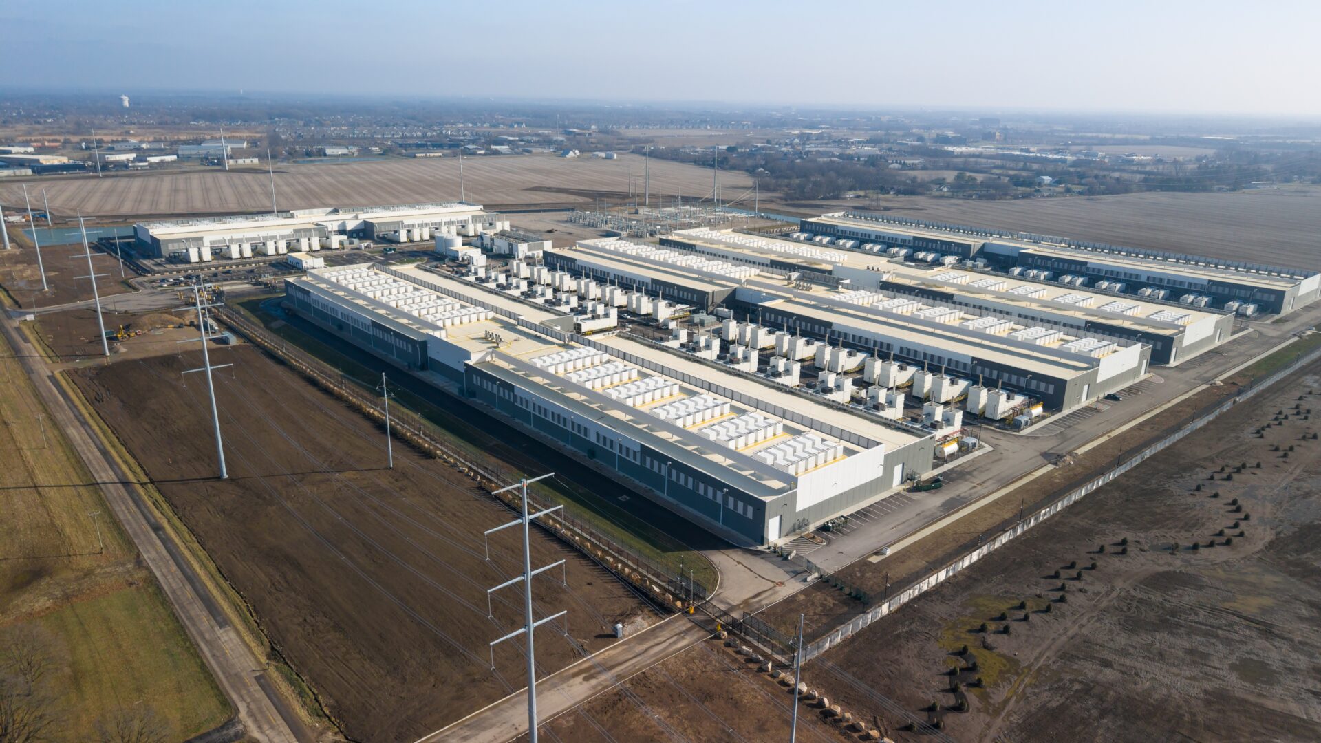Large data center campus expanding across rural land