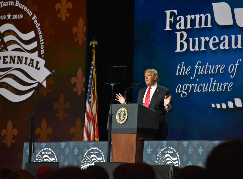 Rousing Reception for Trump at Farm Bureau but He Offers